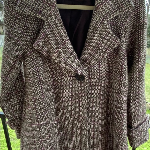 Tribal Women's Tweed Pea Coat - Black, White, and Purple petite small - Picture 2 of 5